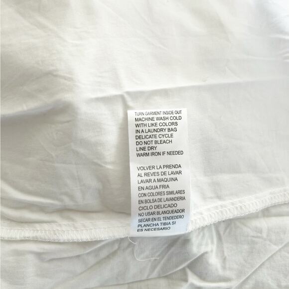 Democracy White Cotton Blend Cold Shoulder Round Neck Fringe Hem Top Size Medium - Picture 4 of 5